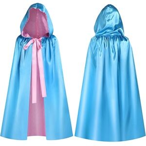Blue Hooded Cape with Pink Lining